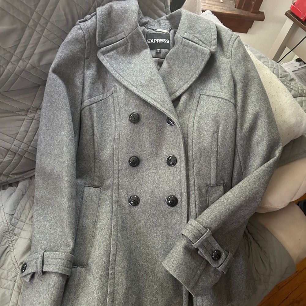 Express Women's Charcoal Pea Coat